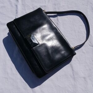 Kate‎ Landry Black Leather Faux Stone Shoulder Bag